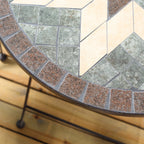 Ensemble bistrot Outsunny 3 pièces pour terrasse, table en mosaïque et 2 chaises sans accoudoirs pliables, structure en métal pour jardin et piscine