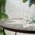 Ensemble bistrot Outsunny 3 pièces pour terrasse, table en mosaïque et 2 chaises sans accoudoirs pliables, structure en métal pour jardin et piscine