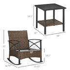 Outsunny Ensemble bistrot à bascule 3 pièces en osier, mobilier de jardin avec deux chaises à bascule pour porche - N/A