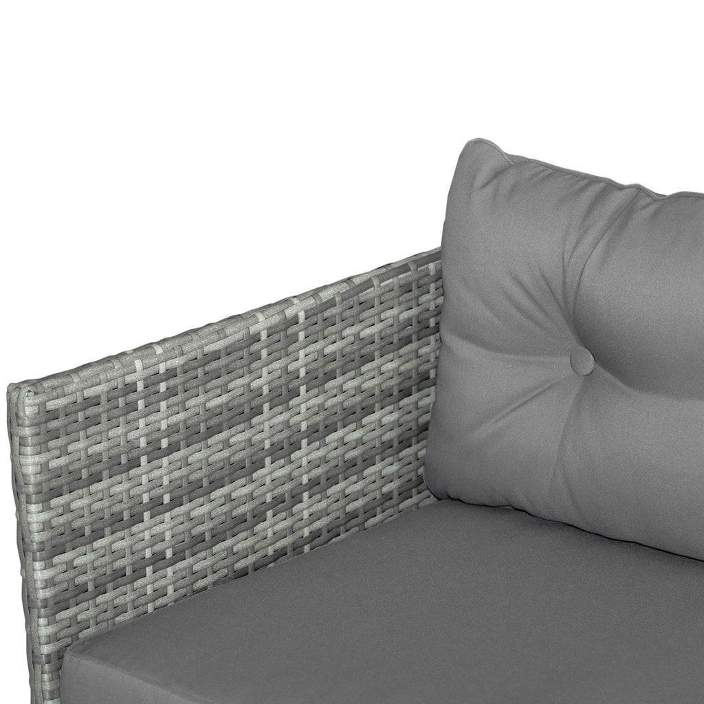 Ensemble de meubles de jardin Outsunny 3 pièces en osier, salon de jardin en rotin, canapé sectionnel avec chaise longue rembourrée