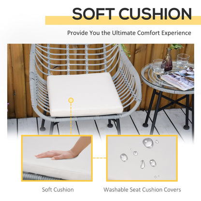 Ensemble bistrot Outsunny 3 pièces en rotin synthétique pour patio, salon de jardin rond en osier tressé, ensemble de meubles de conversation