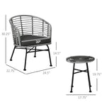 Outsunny Ensemble de bistrot 3 pièces en rotin synthétique pour patio, salon de jardin en osier, 2 chaises et 1 table basse