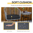 Outsunny Ensemble de bistrot 3 pièces en rotin synthétique pour patio, salon de jardin en osier, 2 chaises et 1 table basse