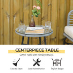Outsunny Ensemble de bistrot 3 pièces en rotin synthétique pour patio, salon de jardin en osier, 2 chaises et 1 table basse