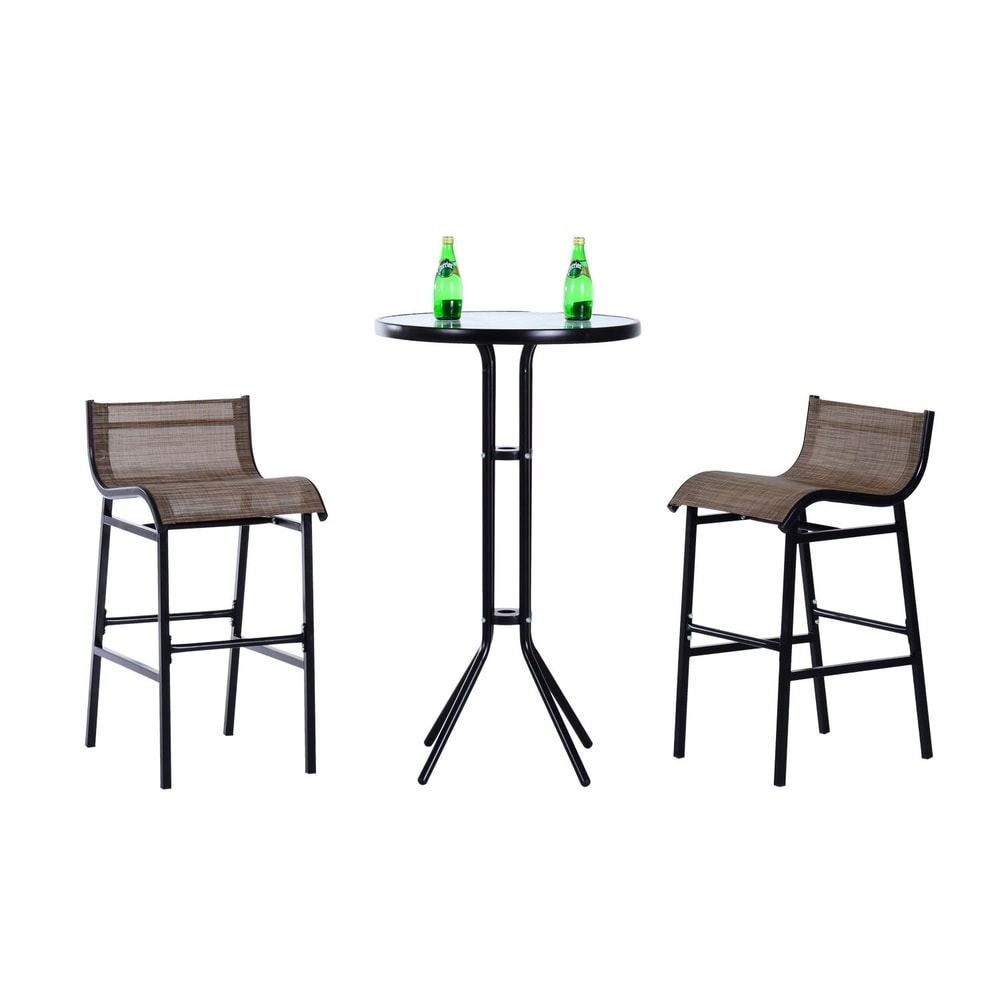 Ensemble de 3 tables et chaises de bistrot pour patio extérieur Santa Barbra par Havenside Home