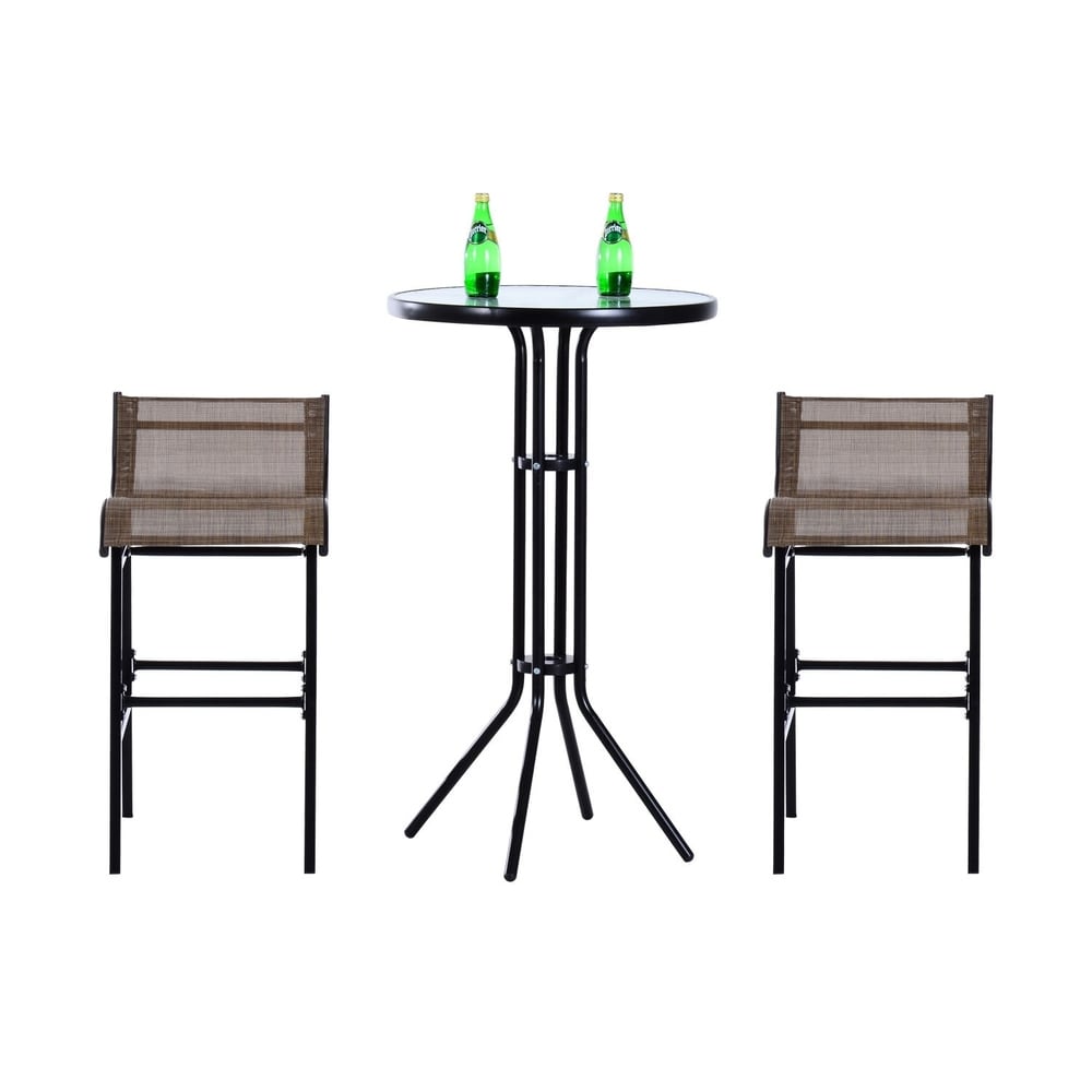 Ensemble de 3 tables et chaises de bistrot pour patio extérieur Santa Barbra par Havenside Home