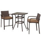 Ensemble de bar et table de conversation d'extérieur en rotin PE Outsunny 3 pièces