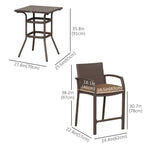 Ensemble de bar et table de conversation d'extérieur en rotin PE Outsunny 3 pièces