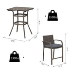 Ensemble de bar et table de conversation d'extérieur en rotin PE Outsunny 3 pièces