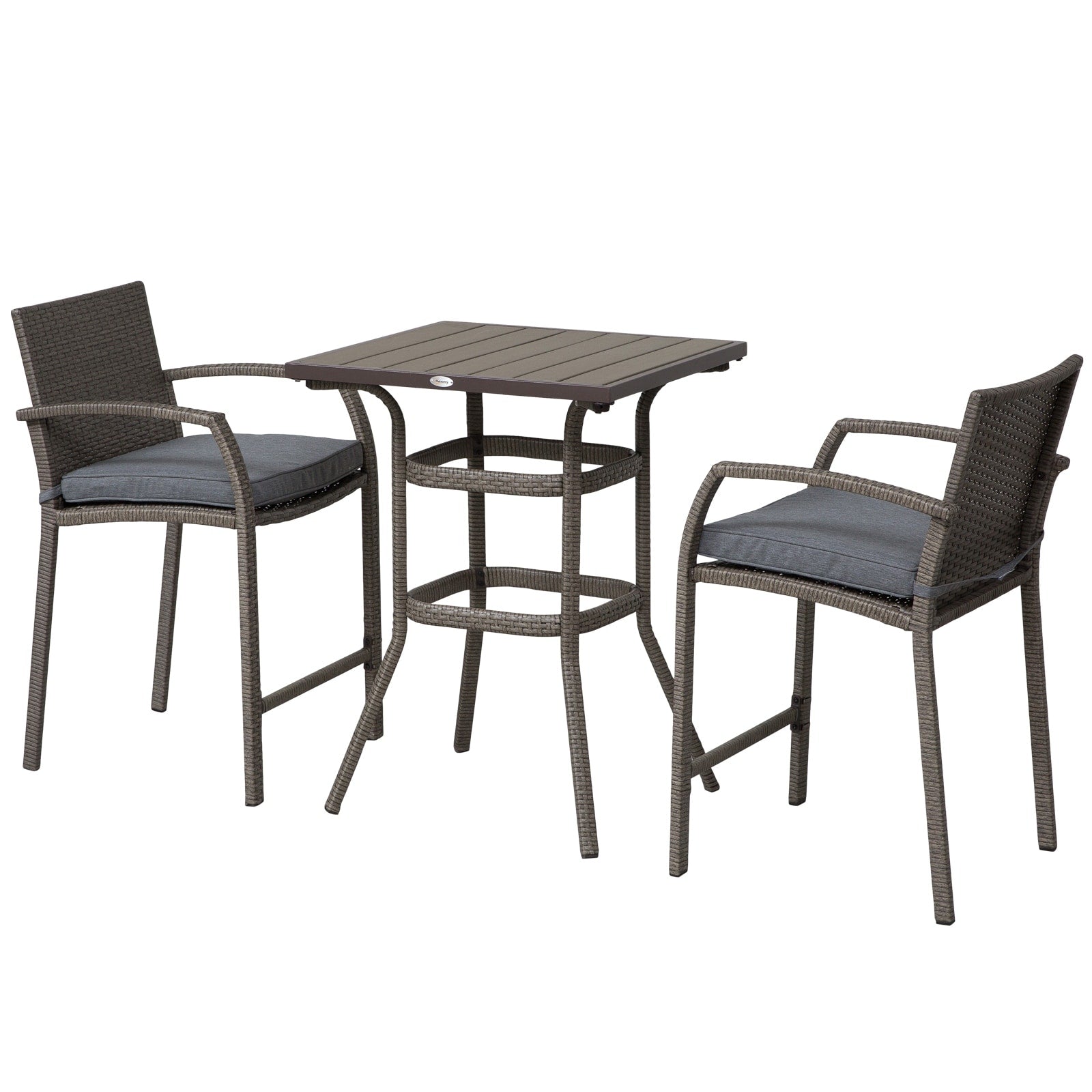 Ensemble de bar et table de conversation d'extérieur en rotin PE Outsunny 3 pièces