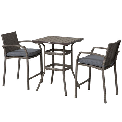 Ensemble de bar et table de conversation d'extérieur en rotin PE Outsunny 3 pièces