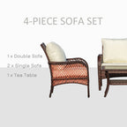 Ensemble de canapés d'extérieur Outsunny 4 pièces en osier, mobilier de salon en rotin synthétique avec 4 chaises et une table, matériau imperméable