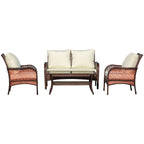 Ensemble de canapés d'extérieur Outsunny 4 pièces en osier, mobilier de salon en rotin synthétique avec 4 chaises et une table, matériau imperméable