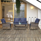 Ensemble de canapés d'extérieur Outsunny 4 pièces en osier, mobilier de salon en rotin synthétique avec 4 chaises et une table, matériau imperméable