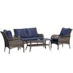 Ensemble de canapés d'extérieur Outsunny 4 pièces en osier, mobilier de salon en rotin synthétique avec 4 chaises et une table, matériau imperméable