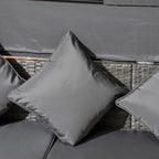 Ensemble de meubles de jardin Outsunny 4 pièces avec coussins, méridienne en rotin synthétique avec auvent rétractable et canapé d'extérieur sectionnel