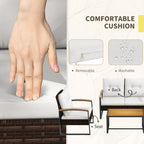 Ensemble de meubles de jardin Outsunny 4 pièces avec canapé en rotin, table en bois, coussins et salon de jardin pour jardin et pelouse