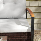 Ensemble de meubles de jardin Outsunny 4 pièces avec canapé en rotin, table en bois, coussins et salon de jardin pour jardin et pelouse