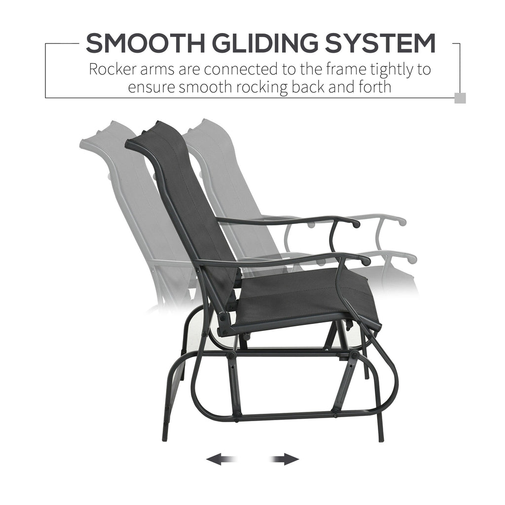 Ensemble de 4 fauteuils planeurs Outsunny, mobilier d'extérieur avec banc de patio planeur pour 2 personnes, fauteuil simple et table basse
