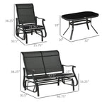 Ensemble de 4 fauteuils planeurs Outsunny, mobilier d'extérieur avec banc de patio planeur pour 2 personnes, fauteuil simple et table basse