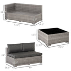 Ensemble de canapés de jardin Outsunny 4 pièces en rotin synthétique, mobilier d'extérieur 6 places, toutes saisons