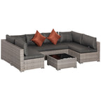 Ensemble de canapés de jardin Outsunny 4 pièces en rotin synthétique, mobilier d'extérieur 6 places, toutes saisons
