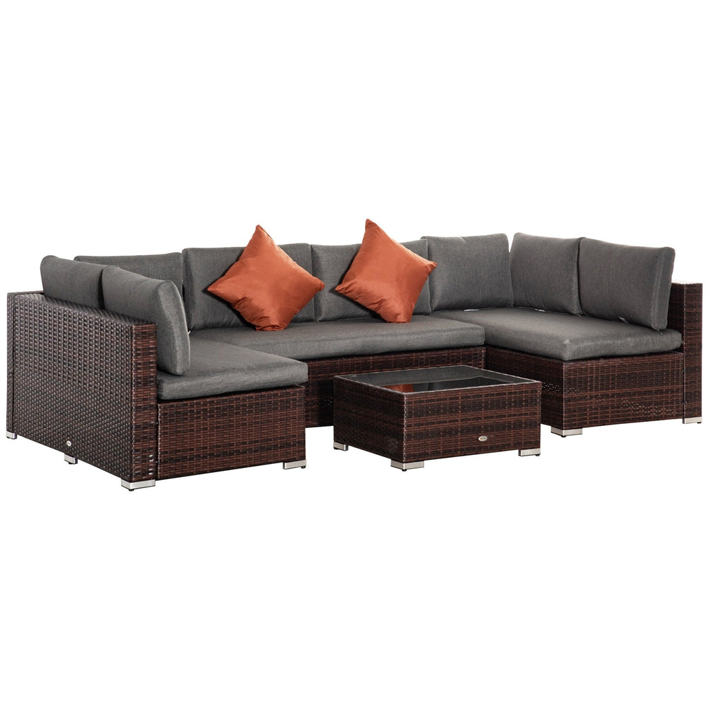 Ensemble de canapés de jardin Outsunny 4 pièces en rotin synthétique, mobilier d'extérieur 6 places, toutes saisons