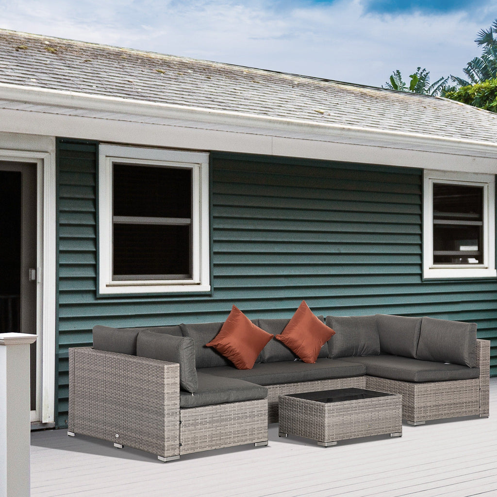 Ensemble de canapés de jardin Outsunny 4 pièces en rotin synthétique, mobilier d'extérieur 6 places, toutes saisons