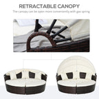Outsunny Ensemble de 4 chaises longues rondes ou canapés d'extérieur rembourrés en rotin avec pare-soleil
