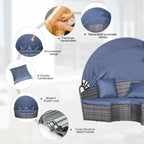 Outsunny Ensemble de 4 chaises longues rondes ou canapés d'extérieur rembourrés en rotin avec pare-soleil