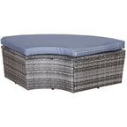 Outsunny Ensemble de 4 chaises longues rondes ou canapés d'extérieur rembourrés en rotin avec pare-soleil