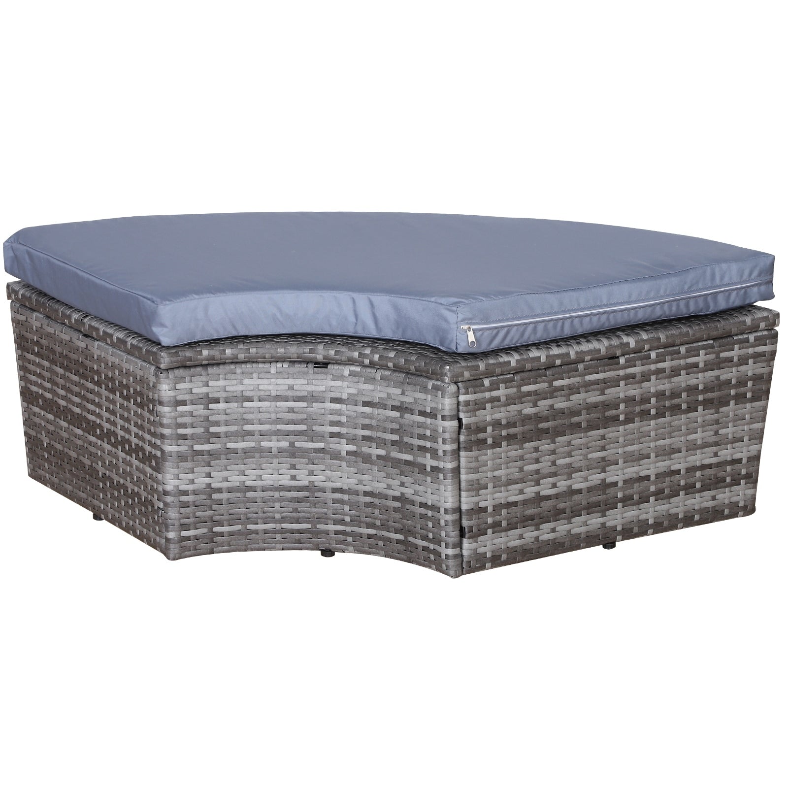 Outsunny Ensemble de 4 chaises longues rondes ou canapés d'extérieur rembourrés en rotin avec pare-soleil