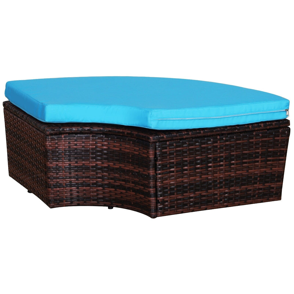 Outsunny Ensemble de 4 chaises longues rondes ou canapés d'extérieur rembourrés en rotin avec pare-soleil