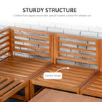 Ensemble de meubles de jardin Outsunny 5 pièces en L, canapé d'extérieur en bois, gris