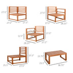 Ensemble de meubles de jardin Outsunny 5 pièces en L, canapé d'extérieur en bois, gris