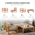 Ensemble de meubles de jardin Outsunny 5 pièces en L, canapé d'extérieur en bois, gris