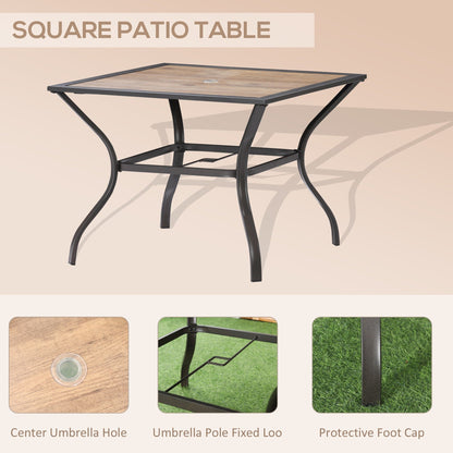 Ensemble de salle à manger d'extérieur Outsunny 5 pièces, 4 chaises à bascule pivotantes et une table à manger 37 x 37 avec trou pour parasol