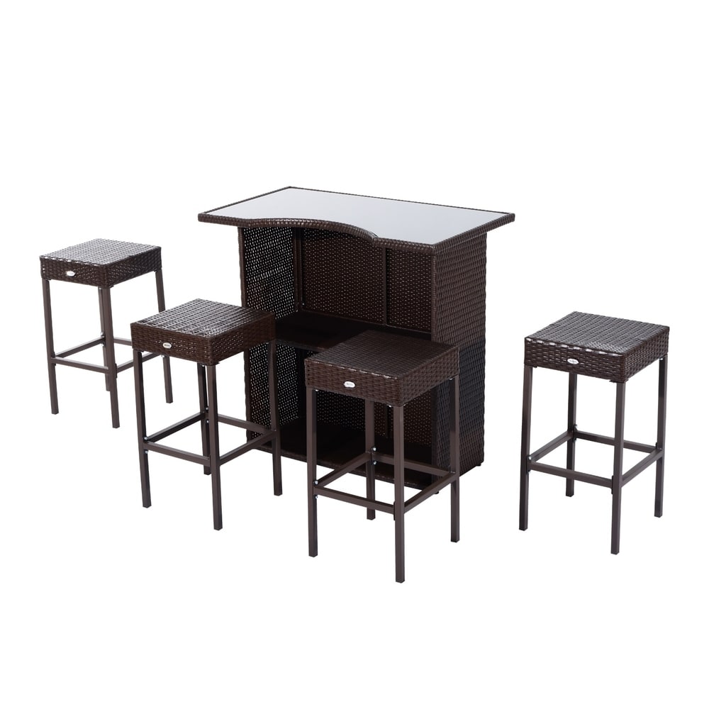 Ensemble de bar en rotin pour patio extérieur Outsunny 5 pièces