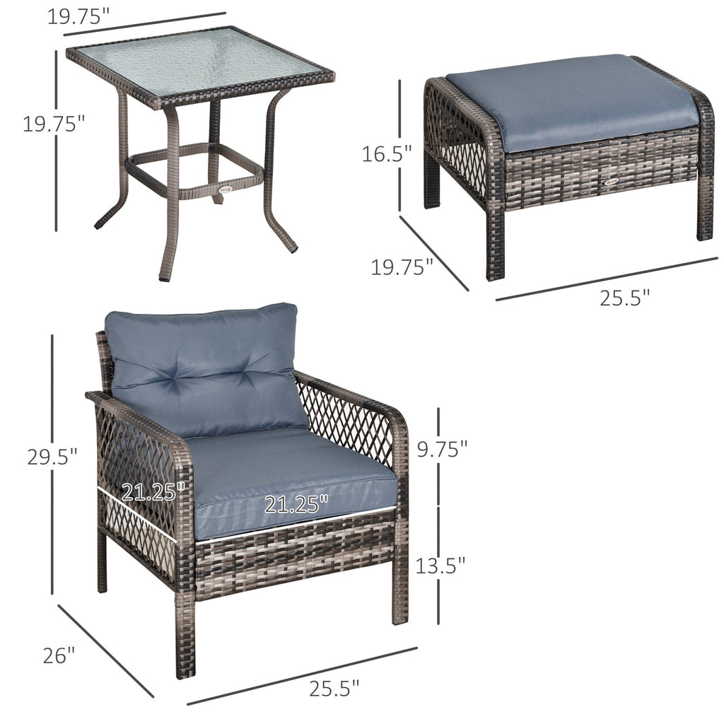 Ensemble de 5 fauteuils de jardin Outsunny en rotin synthétique avec coussins zippés confortables et structure résistante aux intempéries