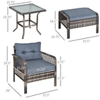 Ensemble de 5 fauteuils de jardin Outsunny en rotin synthétique avec coussins zippés confortables et structure résistante aux intempéries