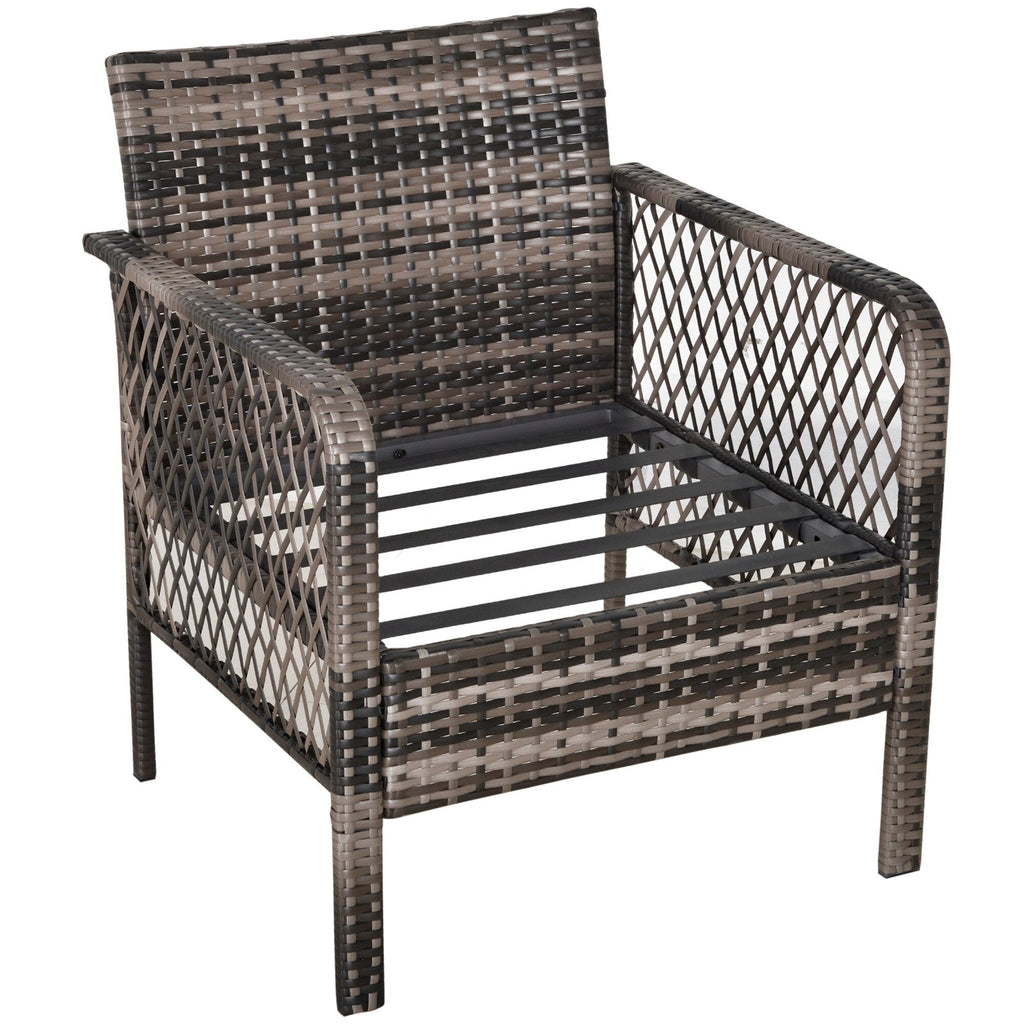 Ensemble de 5 fauteuils de jardin Outsunny en rotin synthétique avec coussins zippés confortables et structure résistante aux intempéries
