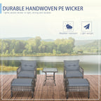 Ensemble de 5 fauteuils de jardin Outsunny en rotin synthétique avec coussins zippés confortables et structure résistante aux intempéries