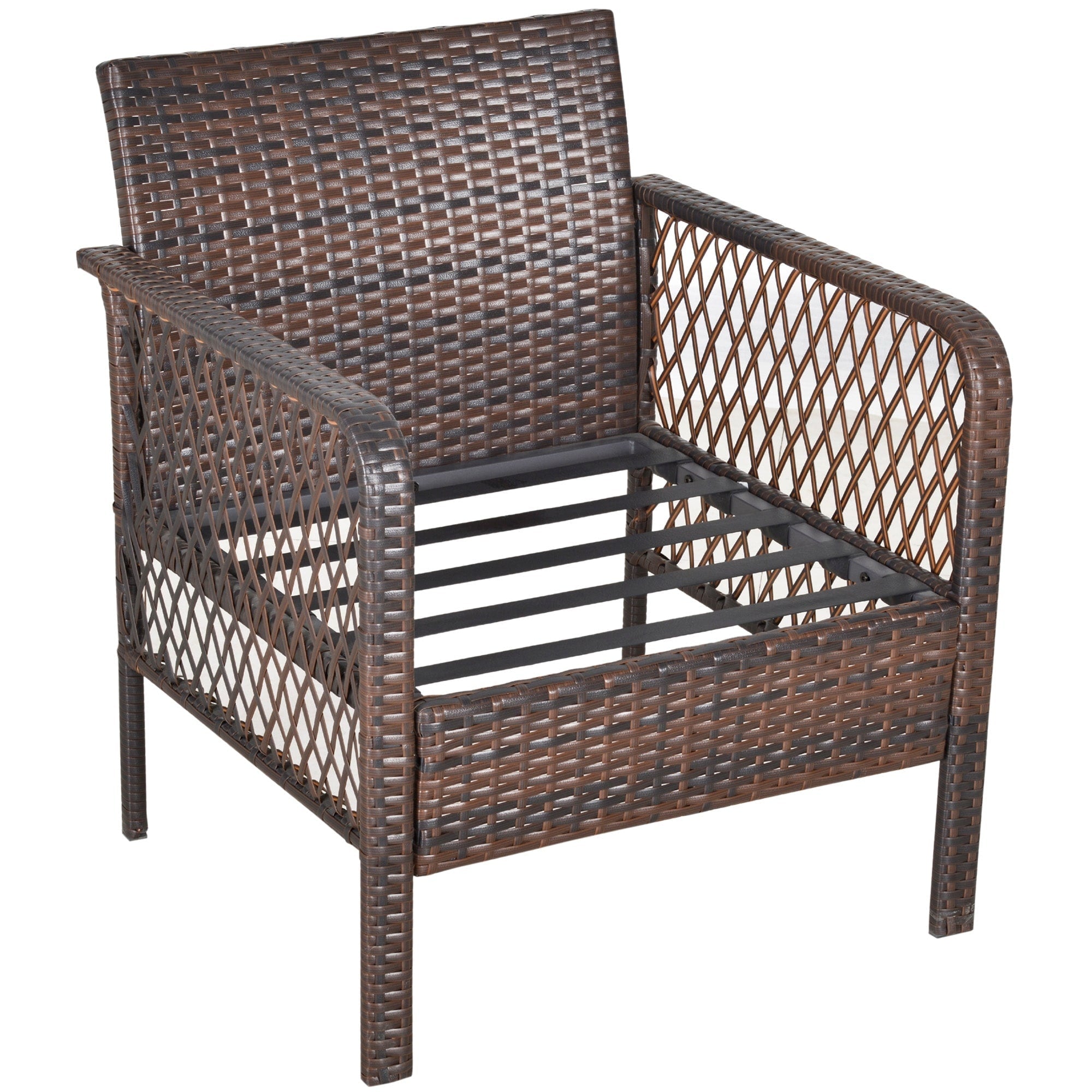 Ensemble de 5 fauteuils de jardin Outsunny en rotin synthétique avec coussins zippés confortables et structure résistante aux intempéries