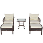 Ensemble de 5 fauteuils de jardin Outsunny en rotin synthétique avec coussins zippés confortables et structure résistante aux intempéries