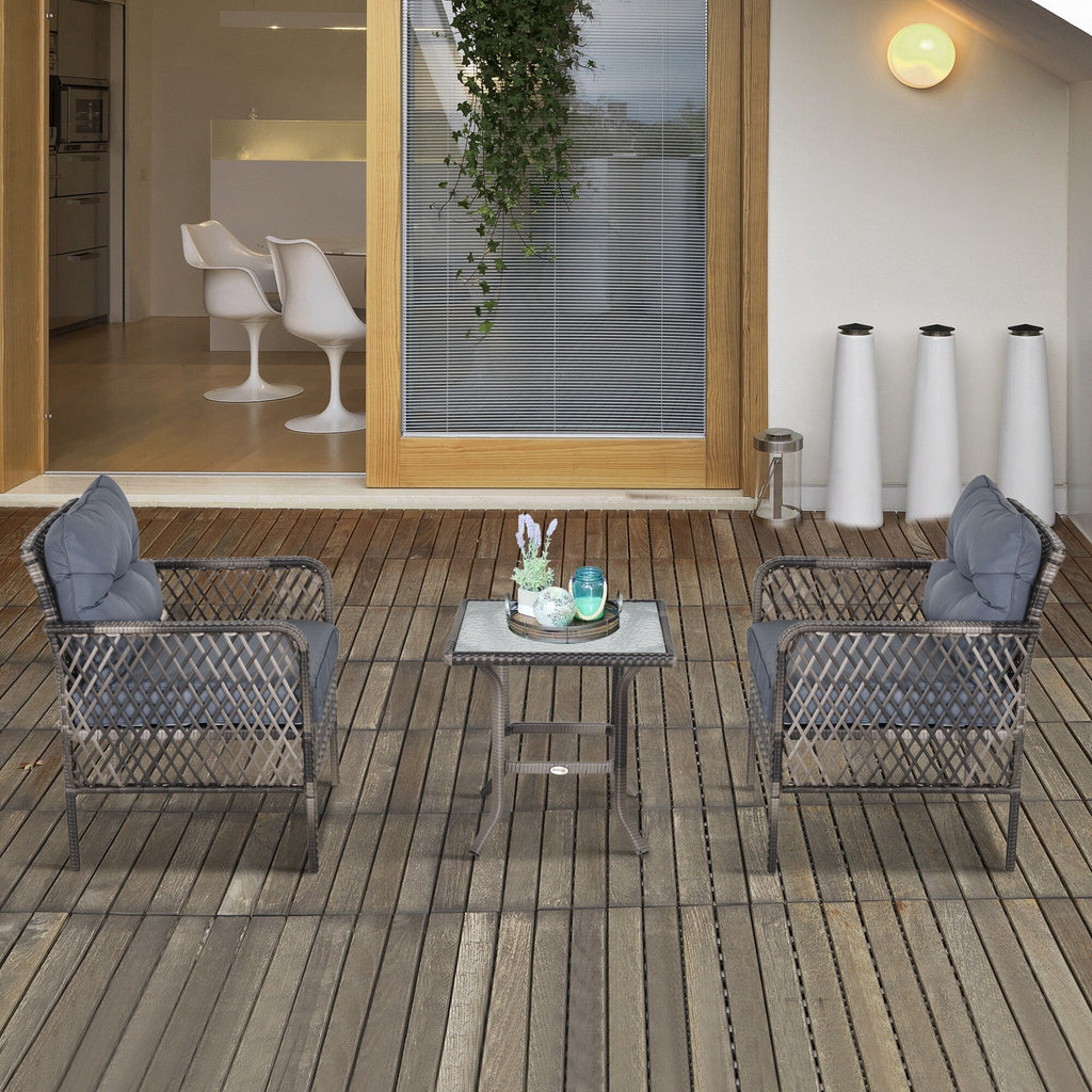 Ensemble de 5 fauteuils de jardin Outsunny en rotin synthétique avec coussins zippés confortables et structure résistante aux intempéries