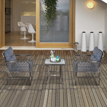 Ensemble de 5 fauteuils de jardin Outsunny en rotin synthétique avec coussins zippés confortables et structure résistante aux intempéries