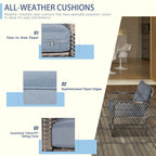 Ensemble de 5 fauteuils de jardin Outsunny en rotin synthétique avec coussins zippés confortables et structure résistante aux intempéries