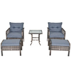 Ensemble de 5 fauteuils de jardin Outsunny en rotin synthétique avec coussins zippés confortables et structure résistante aux intempéries