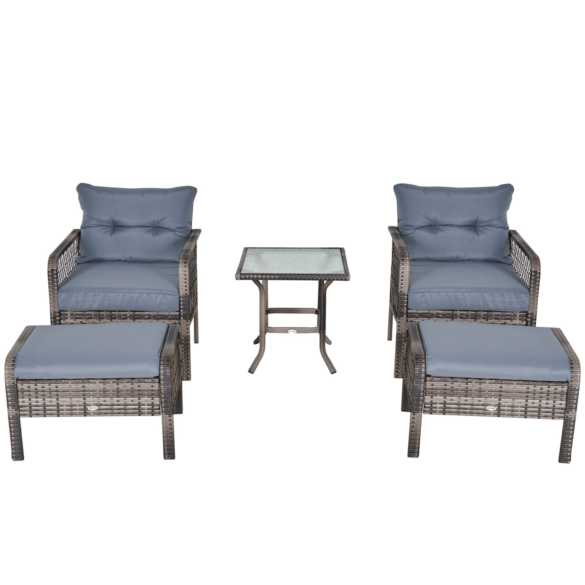 Ensemble de 5 fauteuils de jardin Outsunny en rotin synthétique avec coussins zippés confortables et structure résistante aux intempéries