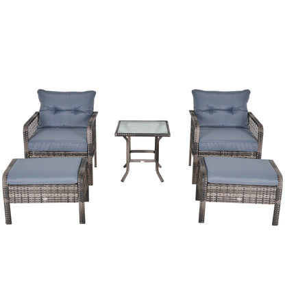 Ensemble de 5 fauteuils de jardin Outsunny en rotin synthétique avec coussins zippés confortables et structure résistante aux intempéries